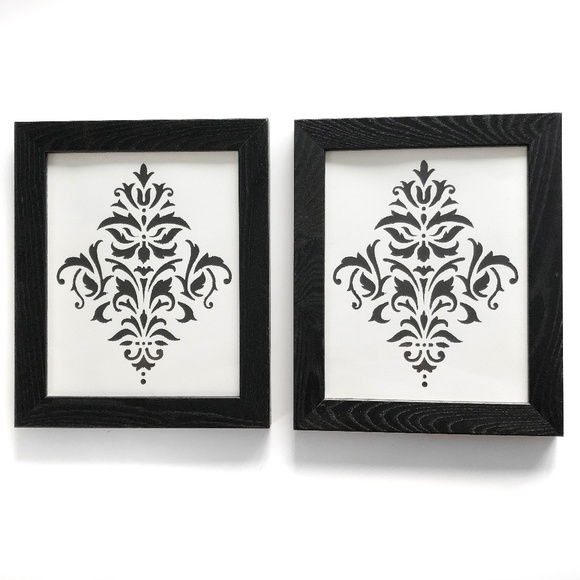 Wall Art Framed Black And White Stencil Prints Set Of 2 Poshmark